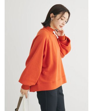 Green Parks 裏起毛ニットリブドッキングプルオーバー Orange