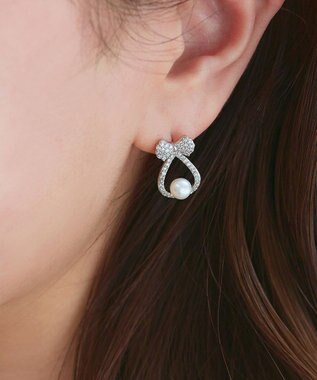 Tiaclasse 【金属アレルギー対応／選べる2タイプ】リボン＋パールピアス シルバーB