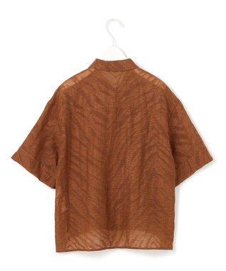 ICB L 【洗える】ゼブラシアーJQ クロップドシャツ マットブラウン系