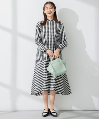 組曲 【洗える】ハイカウントタフタ ワンピース ブラック系4