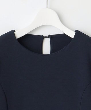 Feroux 【洗える】リボンスリーブダンボール ワンピース ネイビー系