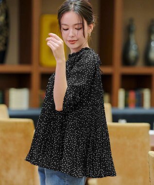 Tiaclasse 【前後2way・洗える】シアープリーツブラウス ドット