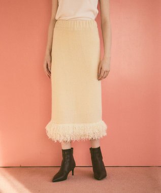 GRACE CONTINENTAL ラメフェザーフリンジスカート キナリ