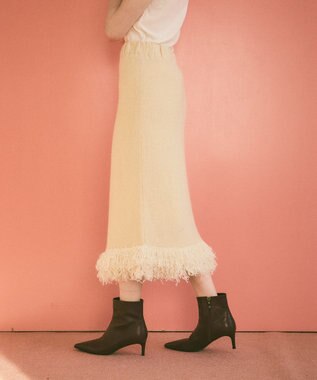 GRACE CONTINENTAL ラメフェザーフリンジスカート キナリ