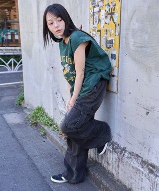 WEGO 【ユニセックス着用ITEM/MLサイズ展開】ヴィンテージライクグラフィックノースリーブ 柄9