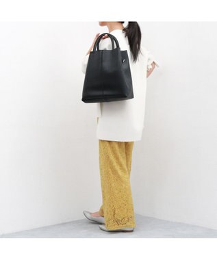 UNBILLION カシュカシュ cachecache / バイカラーフェイクレザートート ブラック