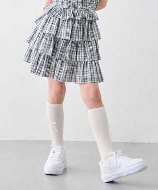 ANY KIDS 【洗濯機可能】ティアード チェックスカパン