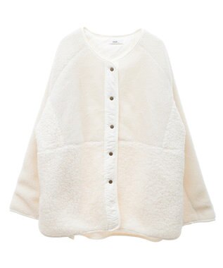 earth music&ecology 粒違い切替ボアブルゾン Ivory