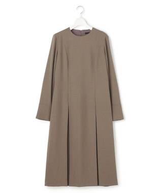 ICB 【UVカット・洗える】ウール2WAYストレッチ 長袖ワンピース モカ