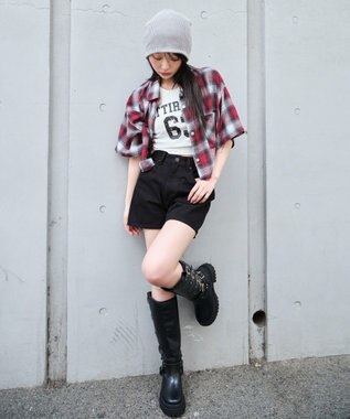 WEGO ショートチェックシャツ（S） レッド