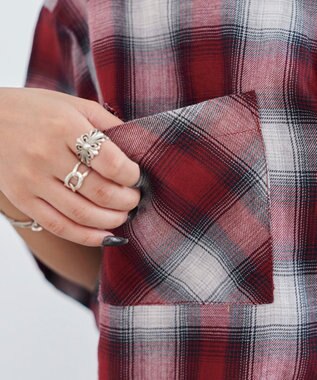 WEGO ショートチェックシャツ（S） レッド