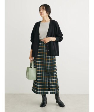 Green Parks 洗える　ステッチ入りＶネックカーディガン Black