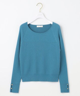 ANY SIS 【ウールブレンドシリーズ】ベースネックリブコンビ ニット ブルー