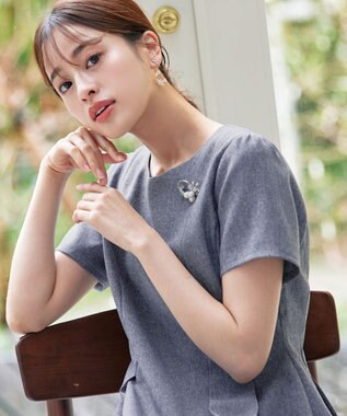 Tiaclasse L 【洗える】ダブルラインフレアワンピース グレー