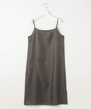 自由区 【洗える】トロピカルストレッチシャツ ドレス カーキブラウン