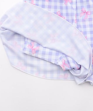 ANY KIDS 【UVカット】2WAYショルダーセパレート水着 ラベンダー×ラベンダーチェック