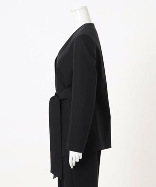 23区 L 【エステータ】コットンダブルクロス ノーカラージャケット ブラック系