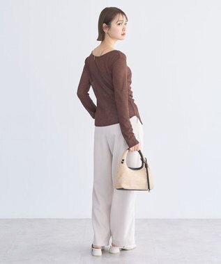 earth music&ecology シアーワッフルタックボタントップス ブラウン