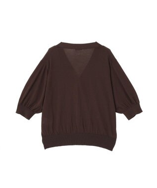 AMERICAN HOLIC 5分袖シアーVネックニットカーディガン Brown