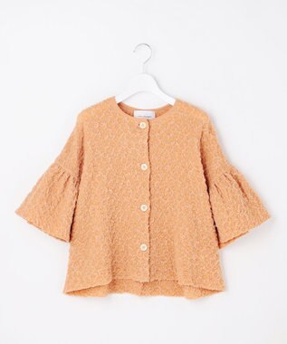 自由区 【カトリエムブーケ】Une forme bosselee ギャザーディテールボタンフロントプルオーバー オレンジ
