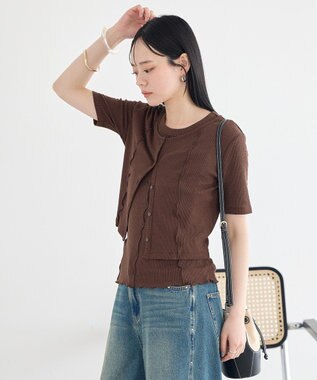earth music&ecology SET2点メロータンク＋カーディガン Brown