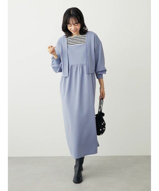 Green Parks ＳＥＴ２点　カーディガン＋ワンピース Sax