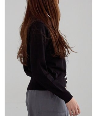 Te chichi フロントレースクルーネックカーディガン ブラック