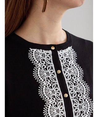 Te chichi フロントレースクルーネックカーディガン ブラック