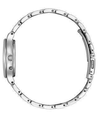 CITIZEN 【少し大きめの28mmケース】見やすさと可愛いらしさが魅力の電波時計 シルバー。防水 シンプル 日付 秒針 簡単ベルト調整。 シルバー