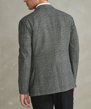 GOTAIRIKU 新柄【吸水速乾/ウォッシャブル】ノルマンディーリネン カーディガンジャケット＿グレンチェック柄 ブラック系4