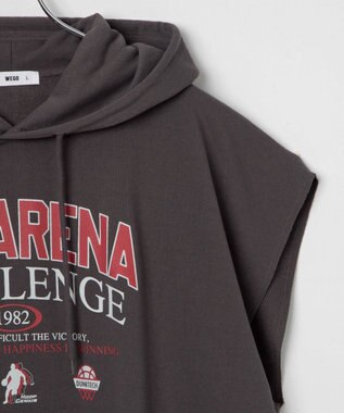 WEGO 【ユニセックス着用ITEM/手洗い可】ロゴノースリーブパーカー スミクロ