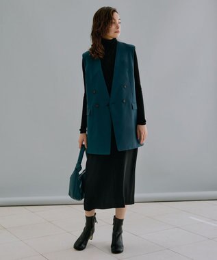 ICB 【洗える】 ウールマットウース ノーカラージレ パイングリーン系