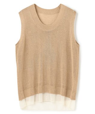 BEIGE， MORION / リネン レイヤードニット Flax×Ecru