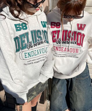 WEGO ロゴビッグプルパーカー ホワイトアイボリー