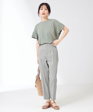 ANY SIS 【洗える】コードレーンストレッチ テーパードパンツ ブラック