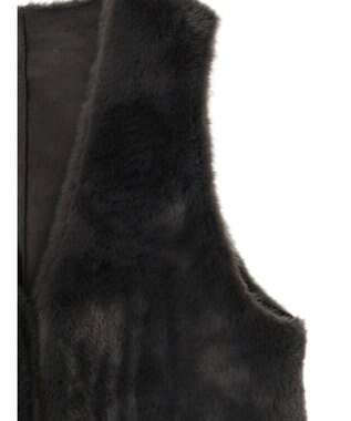 AMERICAN HOLIC 丈違いフェイクファーベスト Charcoal Gray