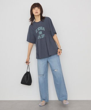 AMERICAN HOLIC シャーリングプリントTシャツ Navy