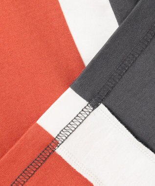 J.PRESS KIDS 【100-130cm】50/2 トリコストライプ 切替Tシャツ オレンジ系