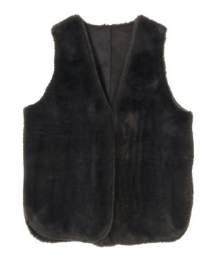 AMERICAN HOLIC 丈違いフェイクファーベスト Charcoal Gray