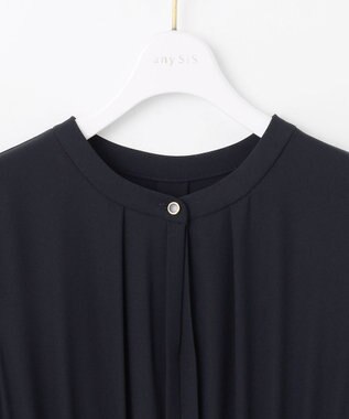 ANY SIS L 【洗える】ノーブルプリーツ ワンピース ネイビー