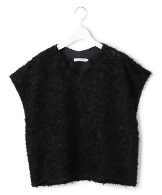 ICB L シアーカットジャガード Vネックトップス ブラック