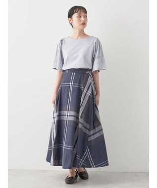earth music&ecology ＢＩＧチェックフレアスカート Navy