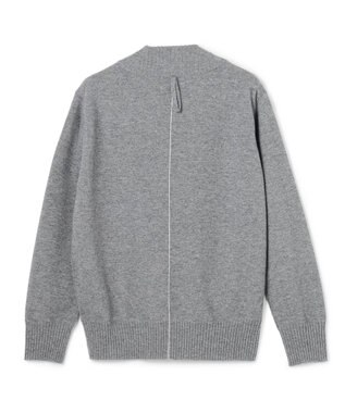 BEIGE， 【洗える】POMPE / ウールカシミヤ配色ラインVネックニット Charcoal×Off