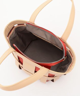 Y'SACCS 【リサイクルレザー】メッシュかごバッグ　small ナチュラル×オレンジ