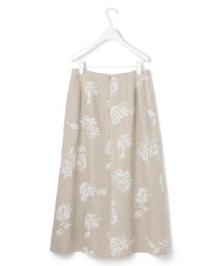 ICB L 【洗える】リネンオックスフラワープリント スカート トープ系