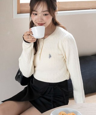 WEGO 【WEB限定/25年秋冬新作】別注USPOLOヘンリーネックニットPO ホワイトアイボリー