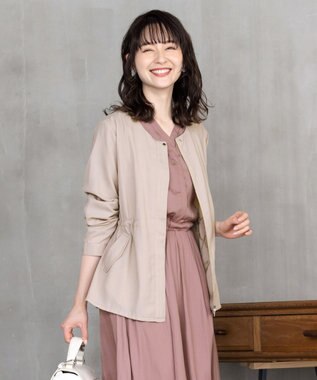 Tiaclasse L 【洗える】シルエットの変化を楽しめる麻調ドロストジャケット グレージュ