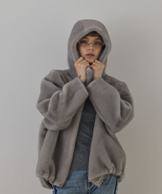 フェイクミンクフードジャケット