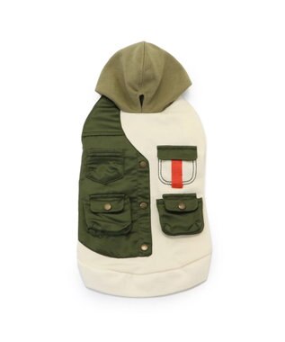 PET PARADISE ペットパラダイス ハーフベスト パーカー 小型犬 カーキ