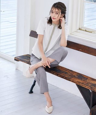 Tiaclasse 【新色追加・洗える】フロントタック配色ブラウス オフ×ミント